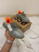 Adidas Yeezy 350 Boost v2 серо-оранжевые фото-1