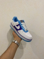 Кроссовки Nike Air Force 1 цвет белый + голубой фото-6