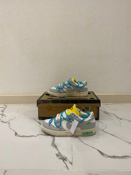 Кроссовки Nike SB Dunk Low x OFF-white Голубые фото-3