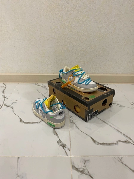 Кроссовки Nike SB Dunk Low x OFF-white Голубые фото-7